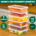 Kit 7 Marmita Pote Vasilha Com Tampa Plástico Frezeer Microondas