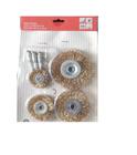 Kit 7 peças 4 Escovas De Aço P/ Furadeira P/ Limpeza Ferrugem + 3 Hastes