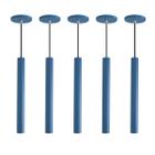 Kit 7 Pendente Luminária Tubo Azul 30 Cm - Iluminar Ambiente