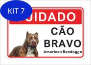 Kit 7 Placa Cuidado Cão Bravo American Bandogge 25X18Cm