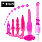 Kit 7 Plug Anal com Vibrador Jelly P M G Escalonado Ventosa Grande e Pequeno