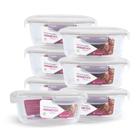 Kit 7 Potes Hermético Redondo De Vidro Com 4 Travas 1300ml