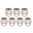 Kit 7 Puff Banqueta Luna Decorativo Sala Quarto Ferro Bronze Assento MDF Castanho - Ahazzo Móveis