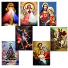 Kit 7 Quadro Placa Decorativa Religioso Jesus Cristo Sagrado Mdf