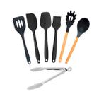 Kit 7 Utensílios Culinários De Silicone Para Cozinha Preto - - Udlandia