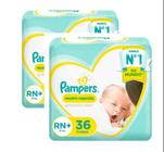 Kit 72 Fraldas Pampers Premium Care RN+ 36 Unidades - 6kg