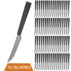 Kit 72 Talher Faqueiro Inox Faca Cabo Preto Luxo Fortaleza