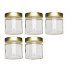 Kit 75 Potes de Vidro Pianezza 500ml com Tampa Metálica Dourada