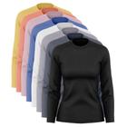 Kit 8 Blusas Feminina Dry Academia Camiseta Segunda Pele Manga Longa Proteção Solar UV