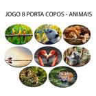 Kit 8 Bolacha de Copos Personalizado Apaixonados por Animais Redondo - Deluzz