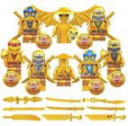 Kit 8 Bonecos Blocos De Montar Dourado Escudo Ninjago - Mega Block Toys