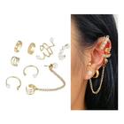 Kit 8 Brincos Piercings Pérola Ouro Feminino Pressão Orelha