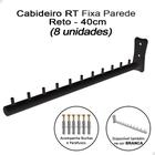 Kit 8 Cabideiro Rt Frontal Reto 40cm Para Parede Loja Preto