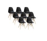 Kit 8 Cadeiras Charles Eames Eiffel Wood Design - Preta