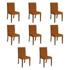 Kit 8 Cadeiras de Jantar Luxo Modernas Estofadas em Veludo Terracota Paula Base Madeira Maciça Imbui
