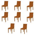 Kit 8 Cadeiras de Jantar Pérola Estofadas em Veludo Terracota Base Madeira Maciça Mel