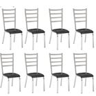 Kit 8 cadeiras Laura cromada para cozinha-assento preto