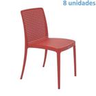 Kit 8 cadeiras plastica monobloco isabelle vermelha tramontina