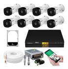 kit 8 Camera de Seguranca Intelbras 2mp 1220b Dvr 8 Canais Mult hd 1tb