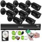 Kit 8 Câmeras Black Intelbras VHD 1220 B Full HD 1080p + DVR Intelbras iMHDX 3008 + Acessórios +Hd