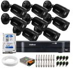 Kit 8 Câmeras Black Intelbras - VHD 1220 B G6 Full HD 1080p + DVR Intelbras MHDX 1208 + HD 500gb