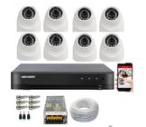 Kit 8 Câmeras Dome Full Hd 1080p DVR Hikvision 8 Canais turbo S/Hd