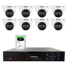 Kit 8 Câmeras Dome VLP 1230 D IP Full HD 1080p IP67 IR 30m Intelbras + DVR Tudo Forte TFHDX 3304 4 Canais + HD 2TB Skyhawk - Tudo Forte + Intelbras