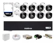 Kit 8 Cameras Intelbras 1120b Full Color Colorido Dia e Noite Dvr 8 Canais 1008c C/ HD 500GB