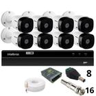 Kit 8 Câmeras Intelbras Bullet 1220b Full Hd Dvr Intelbras 1216-c Mhdx Com Acesso Remoto Sem Hd