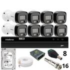 Kit 8 Câmeras Intelbras Bullet 3220b Full Color Com Áudio Dvr Intelbras 1216-c Mhdx Com Acesso Remoto Hd 2tb