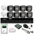 Kit 8 Câmeras Intelbras Bullet 3220b Full Color Com Áudio Dvr Intelbras 1216-c Mhdx Com Acesso Remoto Hd 6tb