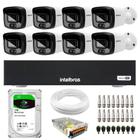 Kit 8 Câmeras Intelbras Bullet Multi HD VHD 3240 Full Color + IR Full HD, DVR Intelbras MHDX 3108-C 8 Canais, HD 1TB BarraCuda