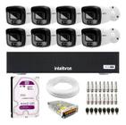 Kit 8 Câmeras Intelbras Bullet Multi HD VHD 3240 Full Color + IR Full HD, DVR Intelbras MHDX 3108-C 8 Canais, HD 2TB Purple