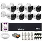 Kit 8 Câmeras Intelbras VHC 1120 B HD 720p Visão Noturna 20m Resistente à Chuva IP66 + Gravador Digital de vídeo Intelbras MHDX 1108-C + HD 1TB