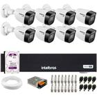 Kit 8 Câmeras Intelbras VHD 1130 B HD 720p Visão Noturna 30m Resistente à Chuva IP67 + Dvr Intelbras MHDX 1108-C 8 Canais + HD 1TB