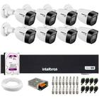 Kit 8 Câmeras Intelbras VHD 1130 B HD 720p Visão Noturna 30m Resistente à Chuva IP67 + Dvr Intelbras MHDX 1108-C 8 Canais + HD 2TB