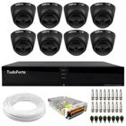 Kit 8 Câmeras Intelbras VHD 1220 D Dome Black Full HD 1080p, Lente 2.8mm, Visão Noturna 20m + Dvr Tudo Forte TFHDX 3308 8 Canais Com App Xmeye