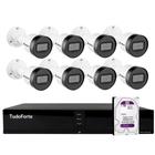 Kit 8 Câmeras Intelbras VIP-C 1230 B IP Bullet Full HD 1080p IP67 Visão Noturna 30m + DVR Tudo Forte TFHDX 3308 8 Canais + HD 1TB Purple