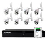 Kit 8 Câmeras Ip Wifi Speed Dome Externa Motorizada Full HD Tudo Forte + DVR Gravador de Vídeo Tudo Forte TFHDX 3304 4 Canais + HD 1TB Skyhawk