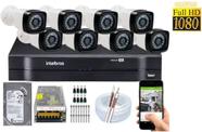 Kit 8 Cameras Segurança 1080 Full Hd Dvr Intelbras 8ch mhdx Alta Resolução c/ Acessórios