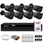 Kit 8 Câmeras Segurança Black Full HD 1080p Infra 20M DVR Intelbras MHDX 1208 8 Canais HD 2TB Purple