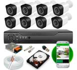 Kit 8 Cameras Segurança Dvr 8 Canais Full Hd Com Cabo E Hd