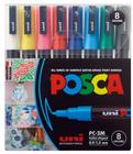 Kit 8 Canetas Marcador POSCA PC-3M Estojo C/8 Cores Sortidas