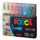 Kit 8 Canetas Marcador POSCA PC-5M Estojo C/8 Cores Sortidas