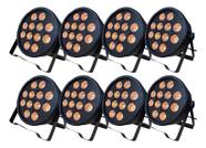 Kit 8 Canhao Refletor 12 Leds 18w Rgbwa Strobo Bivolt - BACKSTAGE EQUIPAMENTOS PARA PALCOS