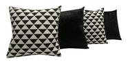 Kit 8 Capas De Almofadas Triangulo Jacquard Sued Preto 45x45 - INGRID BORDADOS