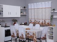 Kit 8 Capas de Cadeira + Toalha de Mesa + Cortina Sala de Jantar Cozinha dos Sonhos Completa Estampa Divertida
