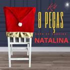 Kit 8 Capas Natalina para Cadeira - Touca Papai Noel - Dourado