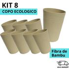 KIT 8 Copos Fibra de Bambu Ecologico Sucos Bebida Louça Cozinha
