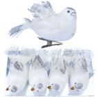 Kit 8 Decoração Natal Presilha Pássaro Branco Com Glitter